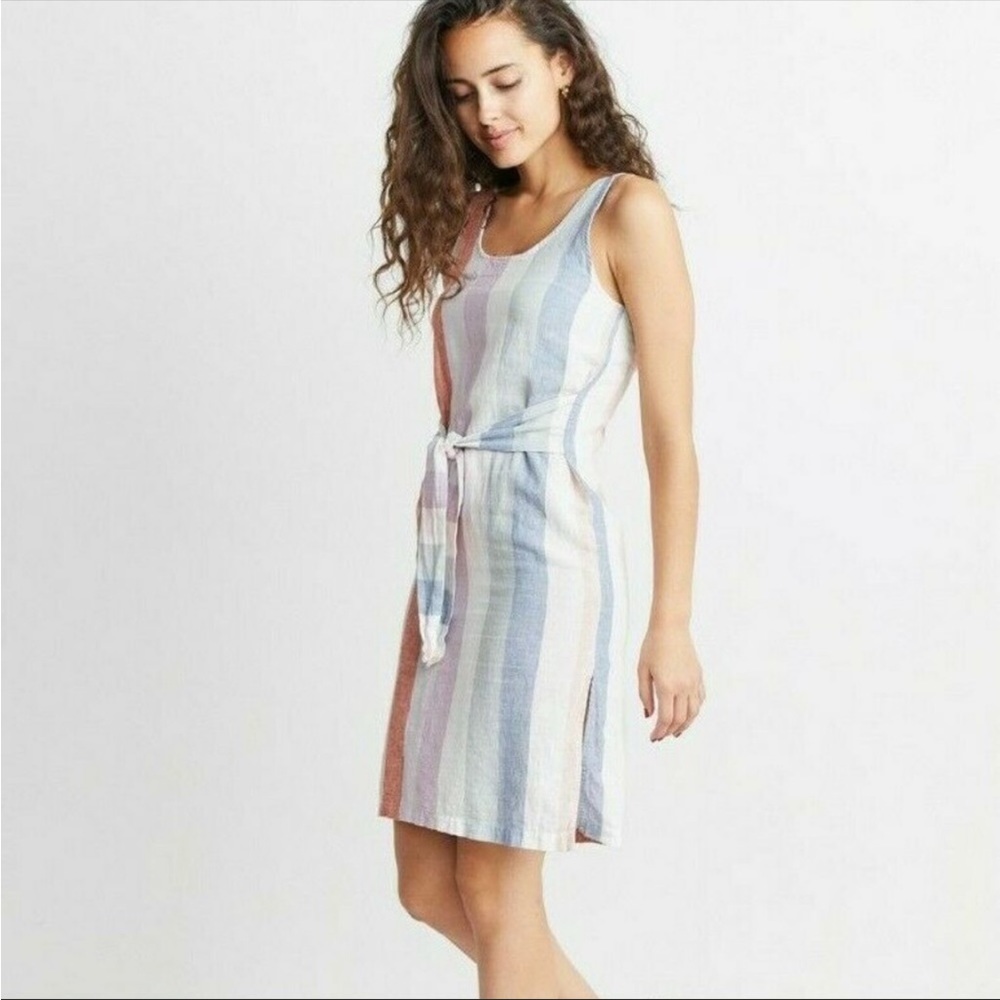 Marine Layer brea tight front stripe linen blend dress 5906